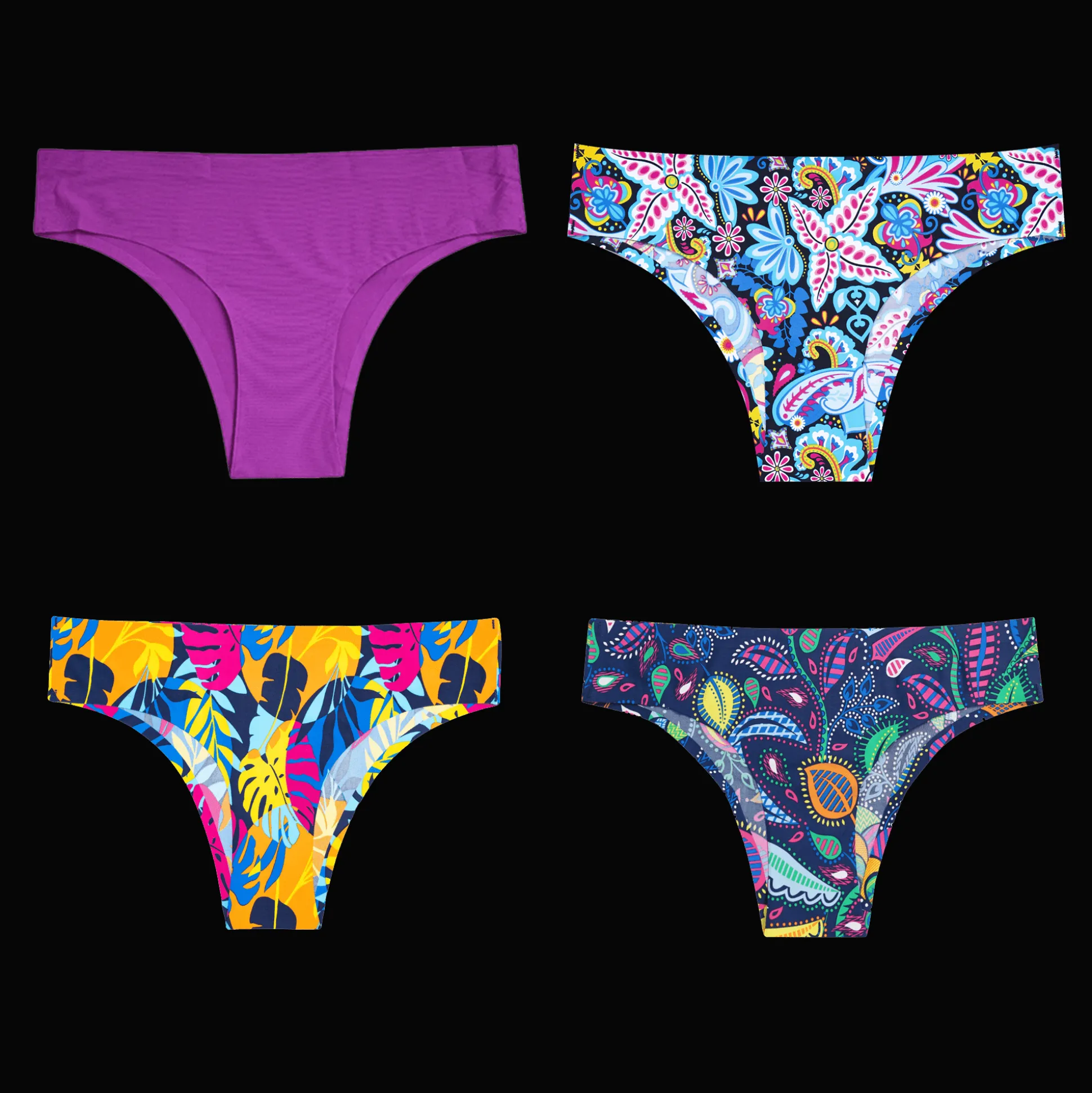 Floral Bundle - Ladies Seamless Brazilian Briefs 4 Pack Bundle