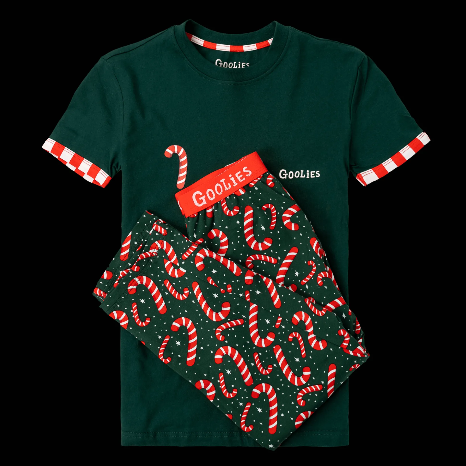 Goolies (Kids) Long Pyjamas - Candy Canes - Trousers & T-Shirt
