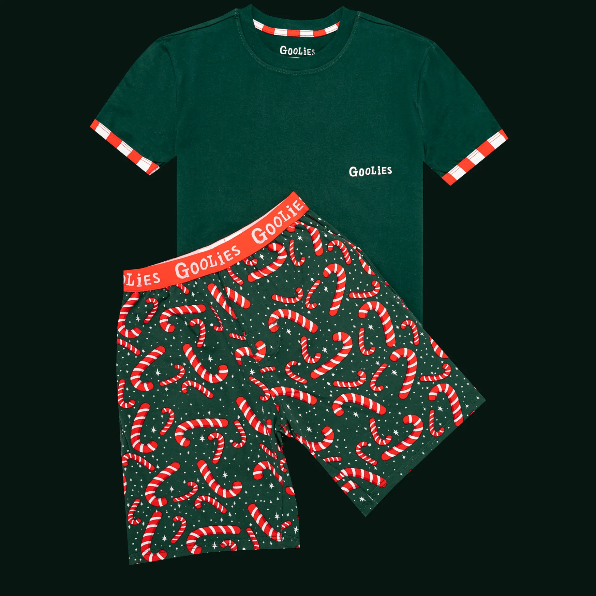 Goolies (Kids) Short Pyjamas - Candy Canes - Shorts & T-Shirt