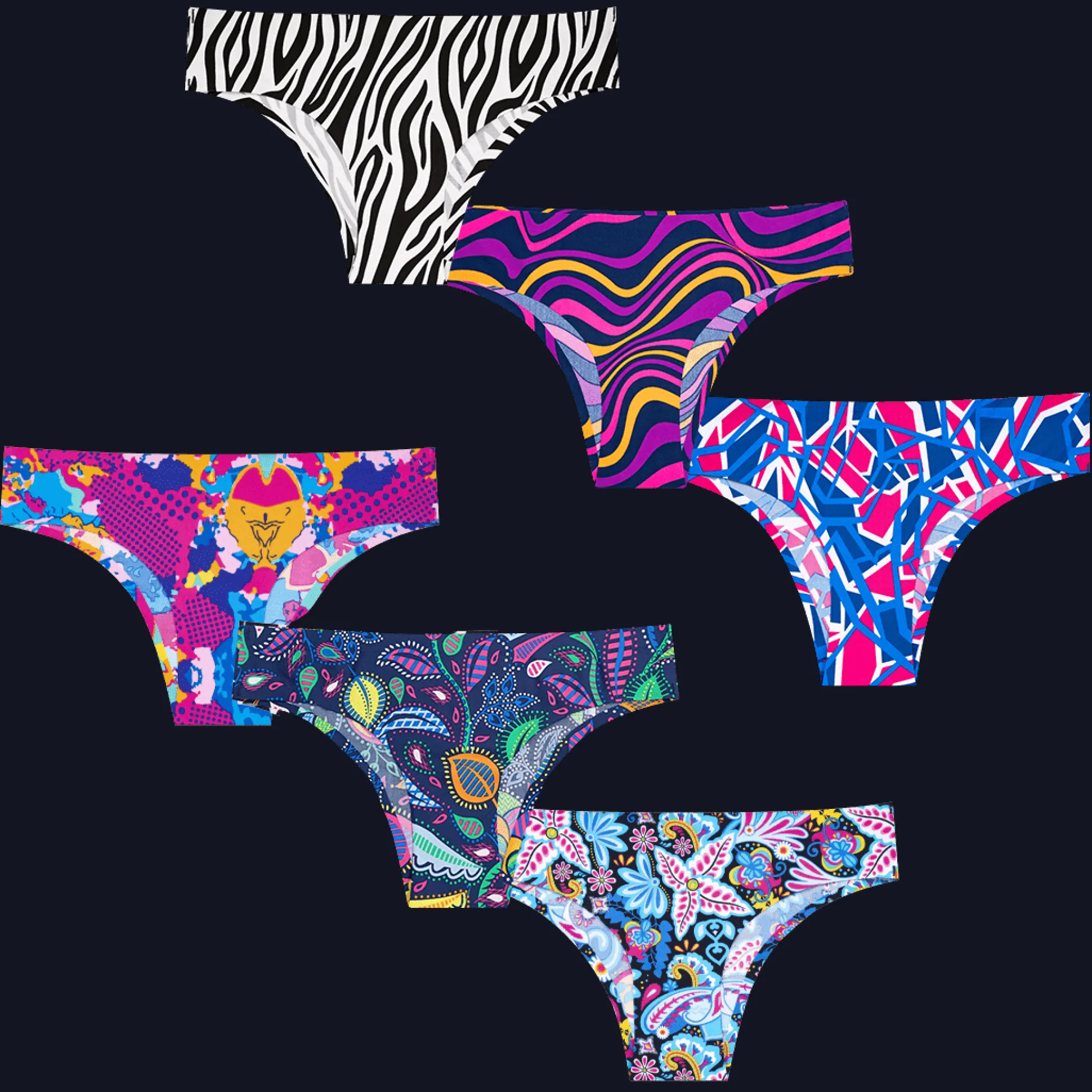 Wild Bundle - Ladies Seamless Brazilian Briefs 6 Pack Bundle